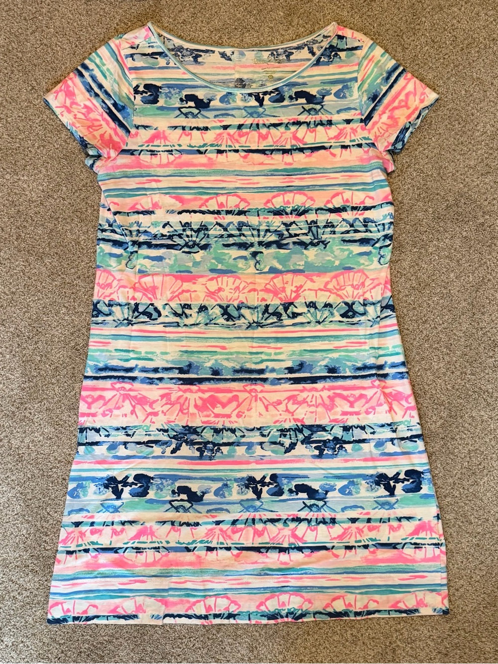 Lilly Pulitzer Pink and Blue Short-Sleeved Dress